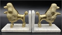 Pair Brass Poodle Bookends on Marble