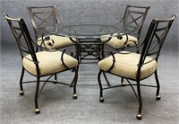 Glass Top Metal Patio Table and 4 Chairs