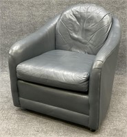 Leather Master Barrel Back Chair on Wheels