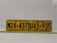 1970 & 1978 ontario license plates