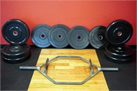 Perform Better Rubber Olympic Plates & Hex Bar Set