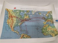 trans canada airline map poster vintage