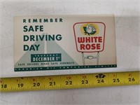 1950s white rose safe driving blotter
