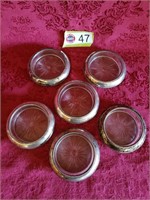STERLING EDGED GLASS COASTERS