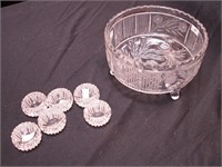 Cut and etched footed cut glass 8" bowl and