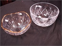 Two crystal serving bowls: 8 1/4" cut glass