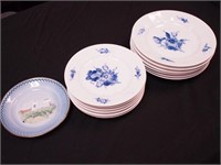 12 Royal Copenhagen plates, Tranquebar pattern,