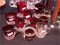 10 pieces of souvenir glass: nine with ruby