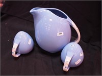 Hall's kitchenware: blue water pitcher and range