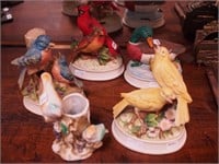Four figural music boxes, all depicting fowl,
