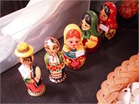 Five wooden Ukraine handpainted dolls