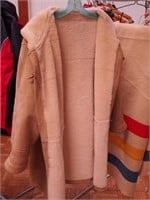 Blond shearling hooded coat, size XLP,
