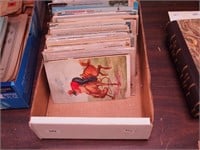 Box of vintage postcards, approximately 12" high