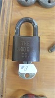 The Ohio Oil Company Brass padlock w/ Key