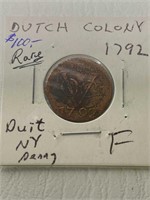 1792 Dutch Colony (New York First Penny) in US