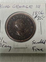 1806 King George 3rd Half Penny