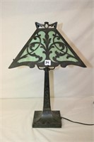 Antique Slag glass Lamp w/ bronze base 20.5"