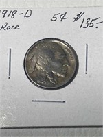 1918-D Buff 5 Cent Rare