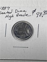 1887 Seated 10 Cent High Grade
