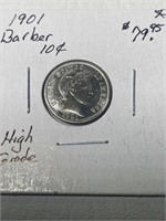 1901-Barber 10 Cent High Grade