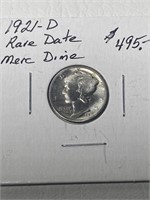1921-D Merc 10 Cent Rare