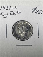 1931-S Merc 10 Cent Key