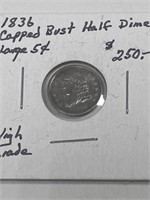 1836 Bust Capped Half Dime Value $250