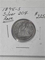 1875-S Rare 20 Cent Piece Value $225