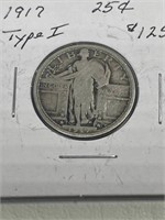 1917-P Type 1 Standing 25 Cent