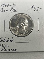 1947-D Washington 25 Cent Rotated Die Reverse