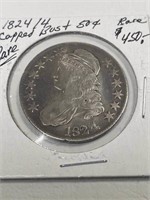 1824 over 4 Capped Bust 50 Cent Rare Value $450