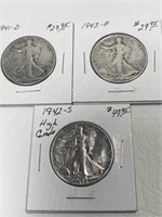 1941,1942 and 1943 50 Cent