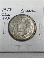 1958 Canadian 50 Cent Silver