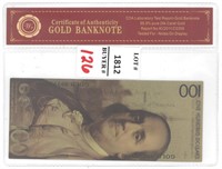 100 Dollar Bill Gold Banknote