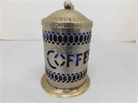 Antique silver hammered English "Coffee" canister