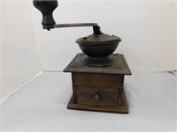 Arcade cast and wooden coffee grinder with drawer,