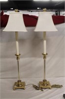 2pc Brass Lamps 38"