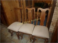 3pc Set Natural Wood Upholstered Dining Chairs