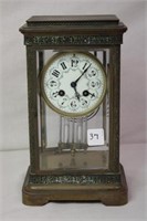 French Four Glass Clock by Japy Freres, Paris