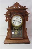 Eastlake Walnut Clock 21.5" w/ key