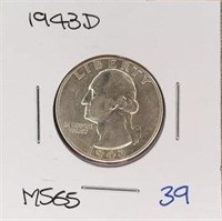 1943D Washington Quaurter MS65