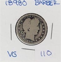 1898O  Barber Quarter VG