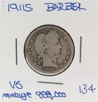 1911S  Barber Quarter Key Date Mintage 988,000 VG