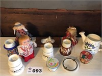 CANDLE HOLDERS, DOLLS, TINS