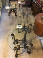 GLASS TOPPED, IRON FRAMES TABLES ( coffee table,