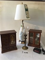 LAMPS, JEWELRY BOXES, ALARM CLOCK