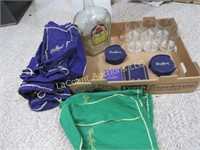 Crown Royal lot many bags coasters bottle glasses