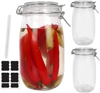NIDB 3 Pack 50 oz / 1.5 Liter Clear Glass Jars Wit