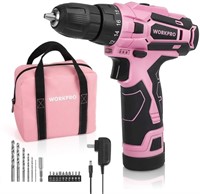 WORKPRO 12V Pink Cordless Drill Driver Set, 18+1 T