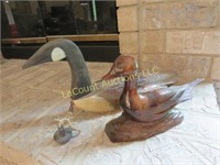 wood loon carved duck decor good condition